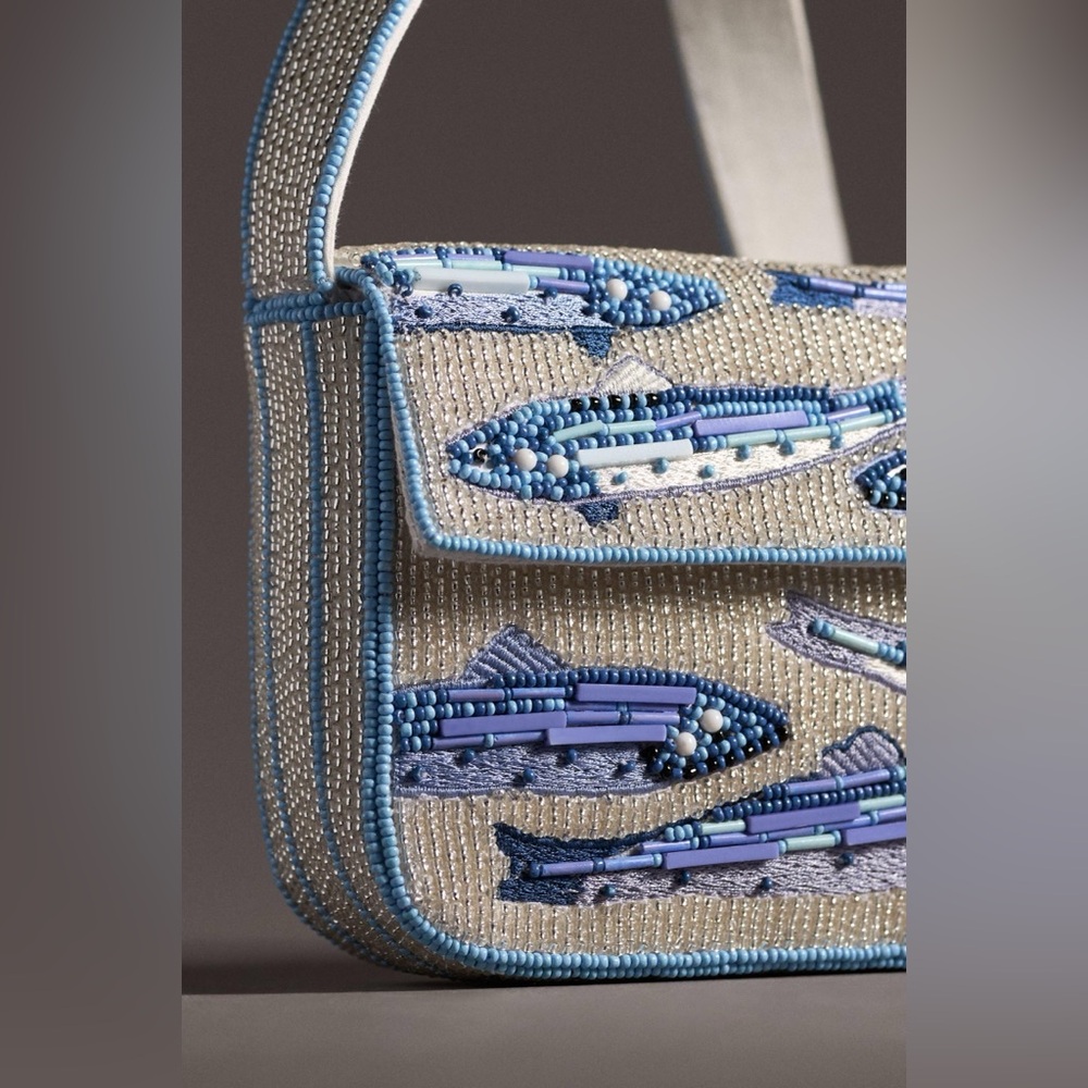 Anthropologie THE FIONA BEADED BAG: FOOD & DRINK EDITION 97579502 Sardines Fish - Picture 2 of 4